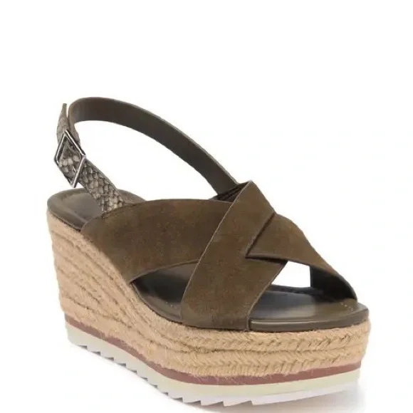 🆕{MARC FISHER} Cross Band Platform Wedge Espadrille - Picture 3 of 9